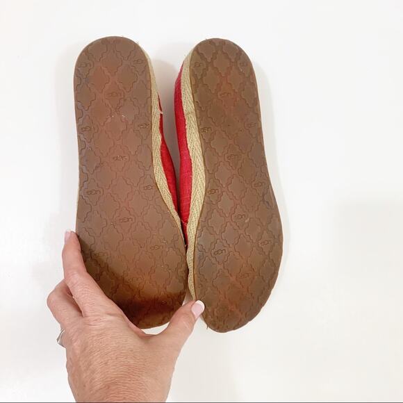 Ugg Syleste Red Espadrille Canvas Slip-On Flats - Picture 5 of 9